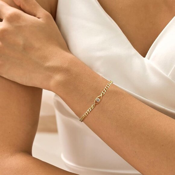14K Gold Plated Handmade Dainty Dot Bracelet Cute Thin Everyday Bracelets for Wo - Picture 2 of 6